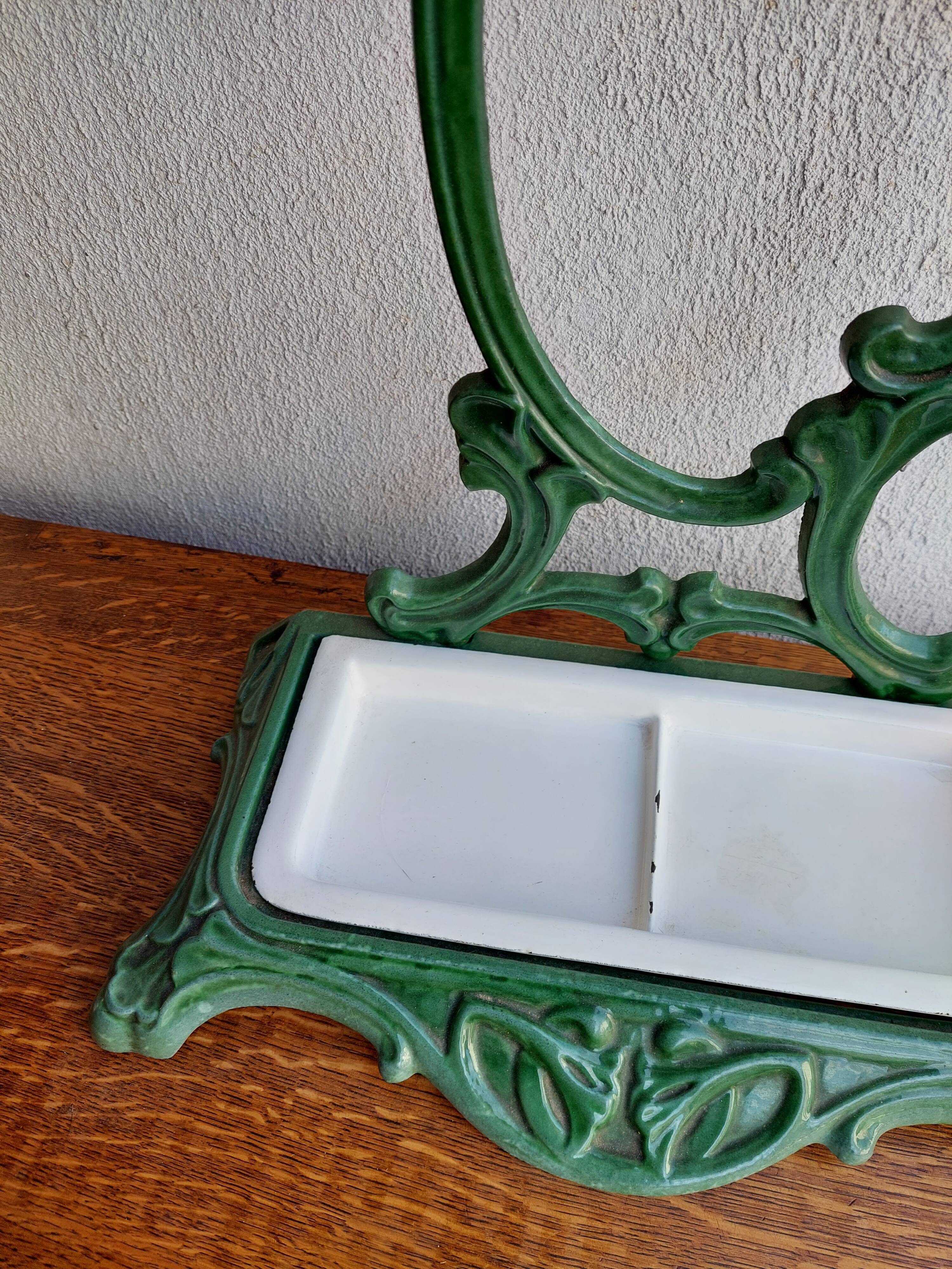 Enamelled cast iron umbrella door 1900