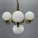 Art Deco Brass and Opaline Glass Chandelier, 1930s