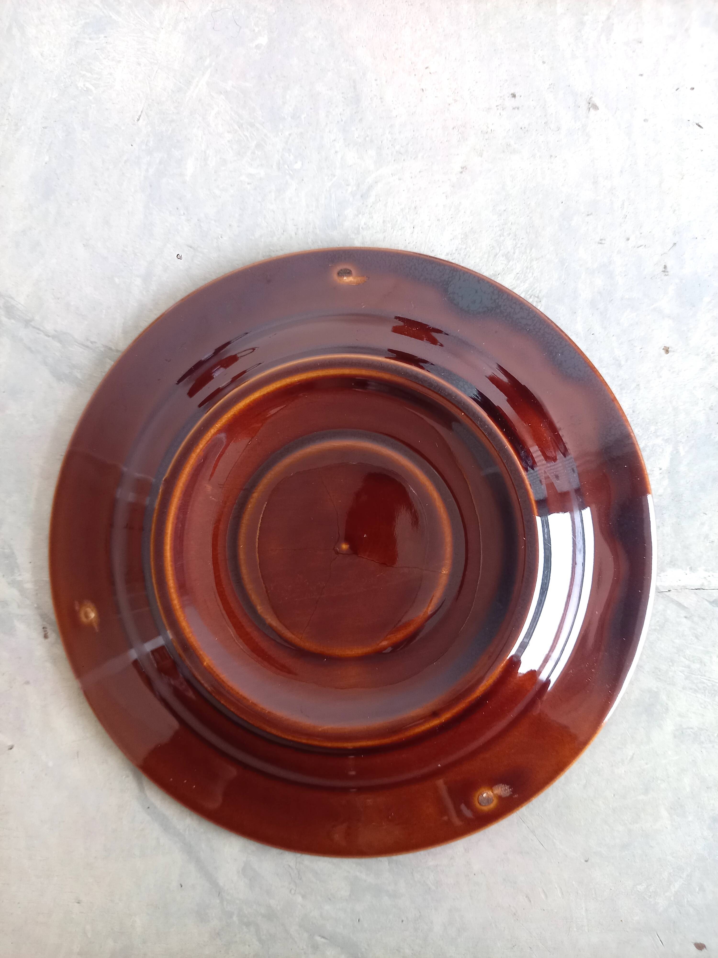 Set of 8 Vintage (1970) Belgian Brown Coffee/Tea Cups and Saucers