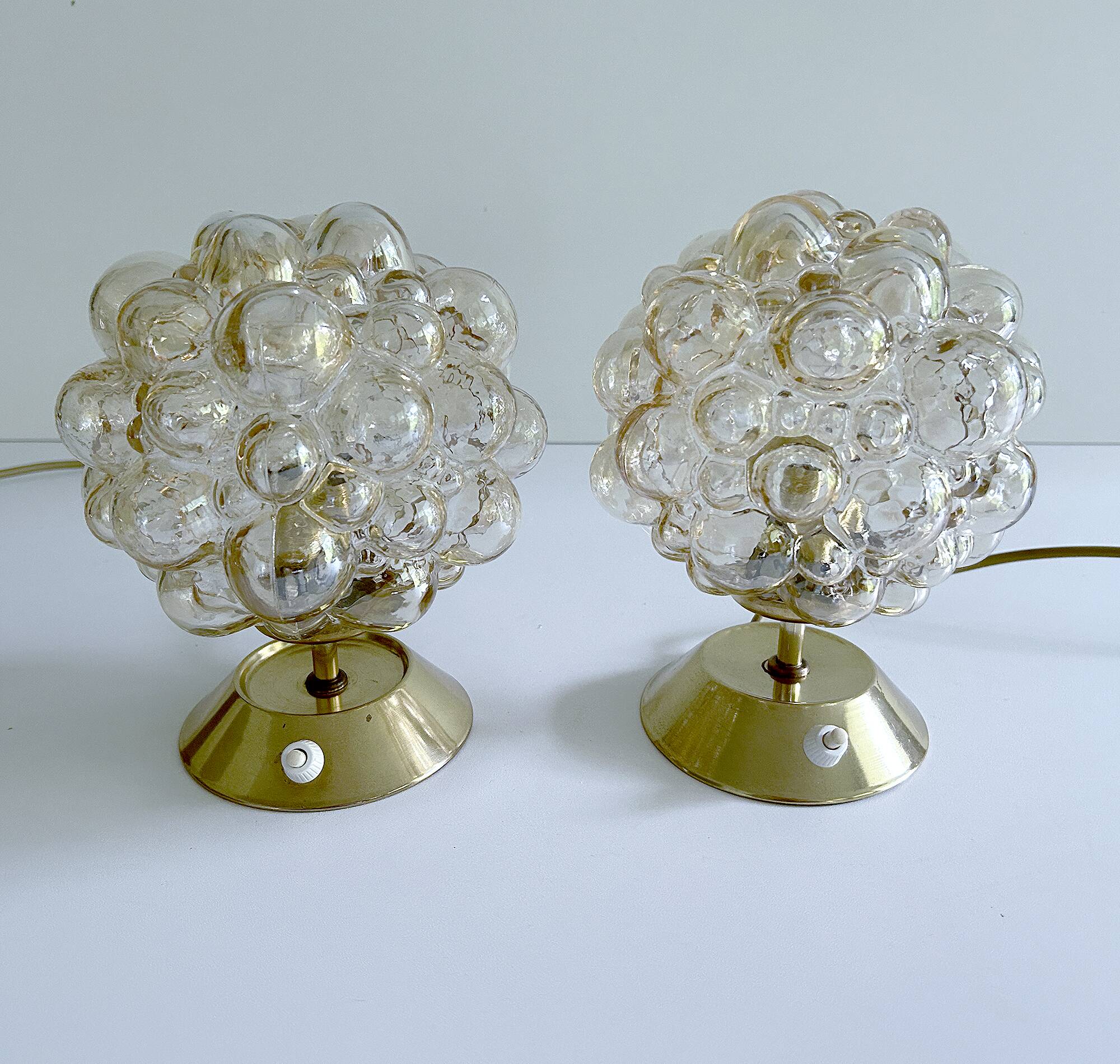 Pair of Limburg Bubble Glass Lamps