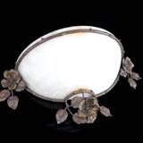 Art Deco wall sconce, wrought iron and alabaster – France, circa 1920