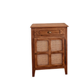 Buffet with 1 door / antique jam cupboard in raw solid oak and caning.