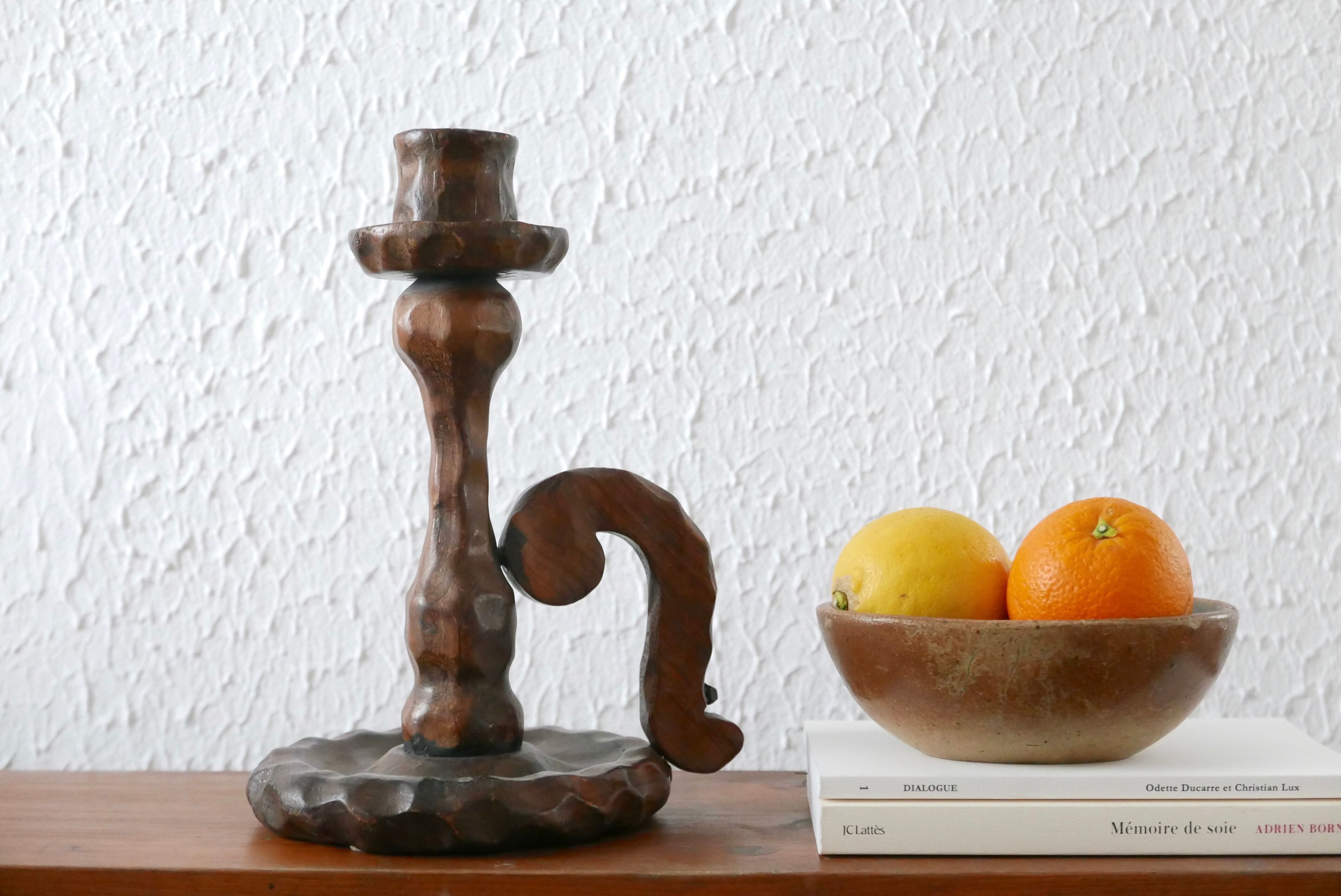 Candlestick in wood, 70s