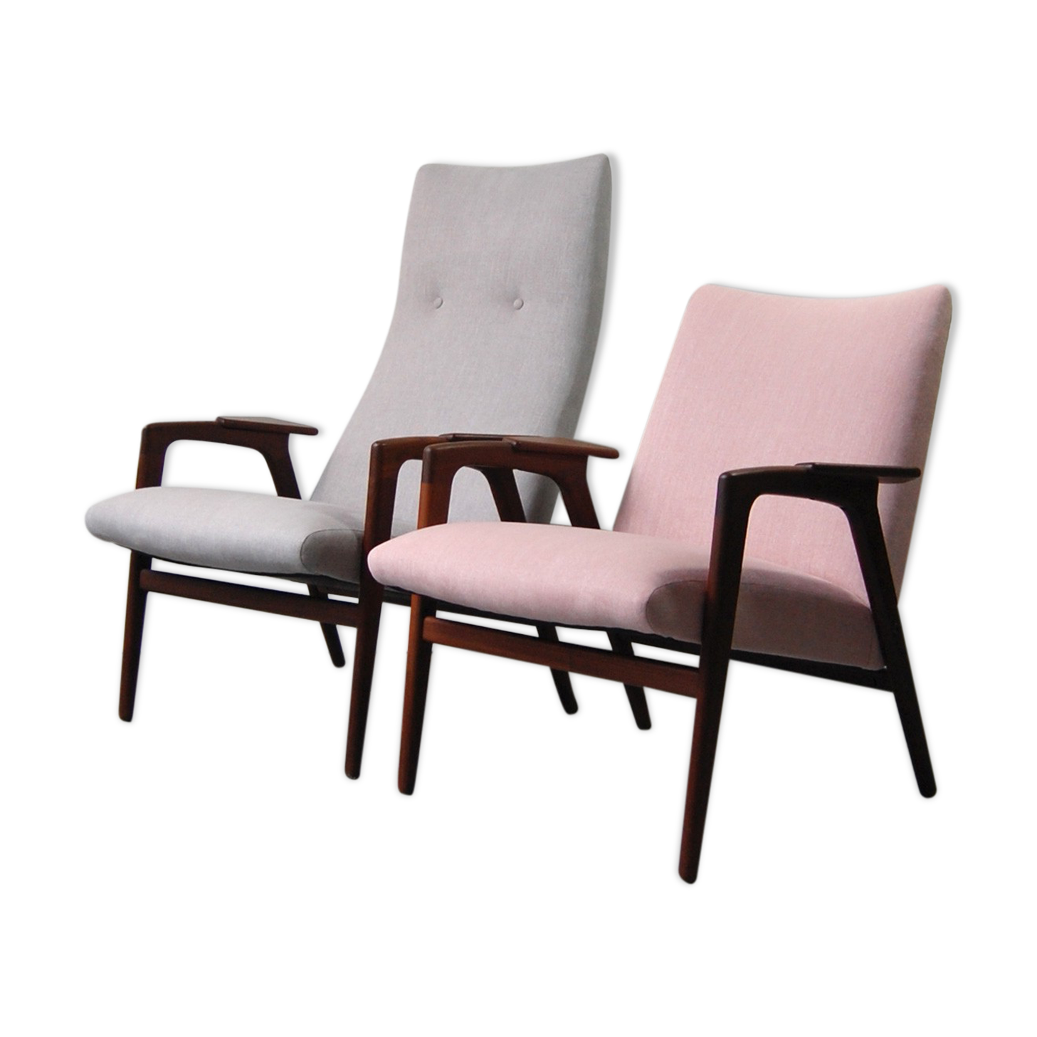 Pair of armchairs and rest foot "Ruster" by Yngve Ekstrom for Pastoe 1950s