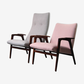 Paire de fauteuils et repose pied "Ruster" par Yngve Ekström pour Pastoe, 1950