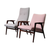 Pair of armchairs and rest foot "Ruster" by Yngve Ekstrom for Pastoe 1950s