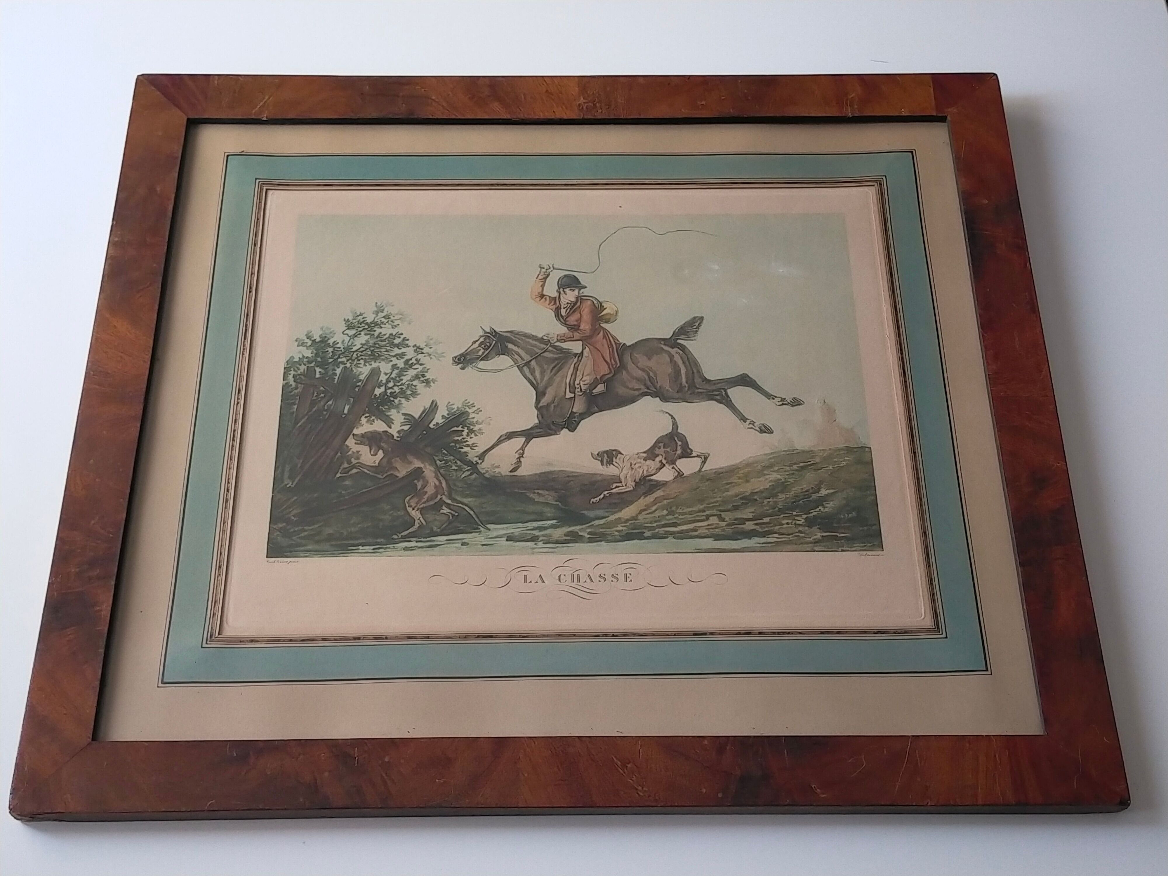 Table engraving carle vernet (1758-1836) the hunt engraved by debucourt