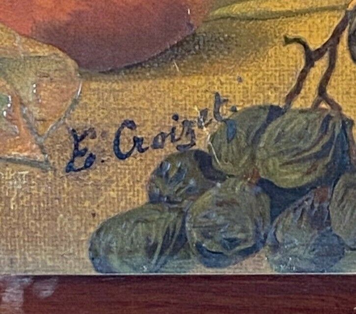Oil on panel e croizet still life with apples grapes late nineteenth century