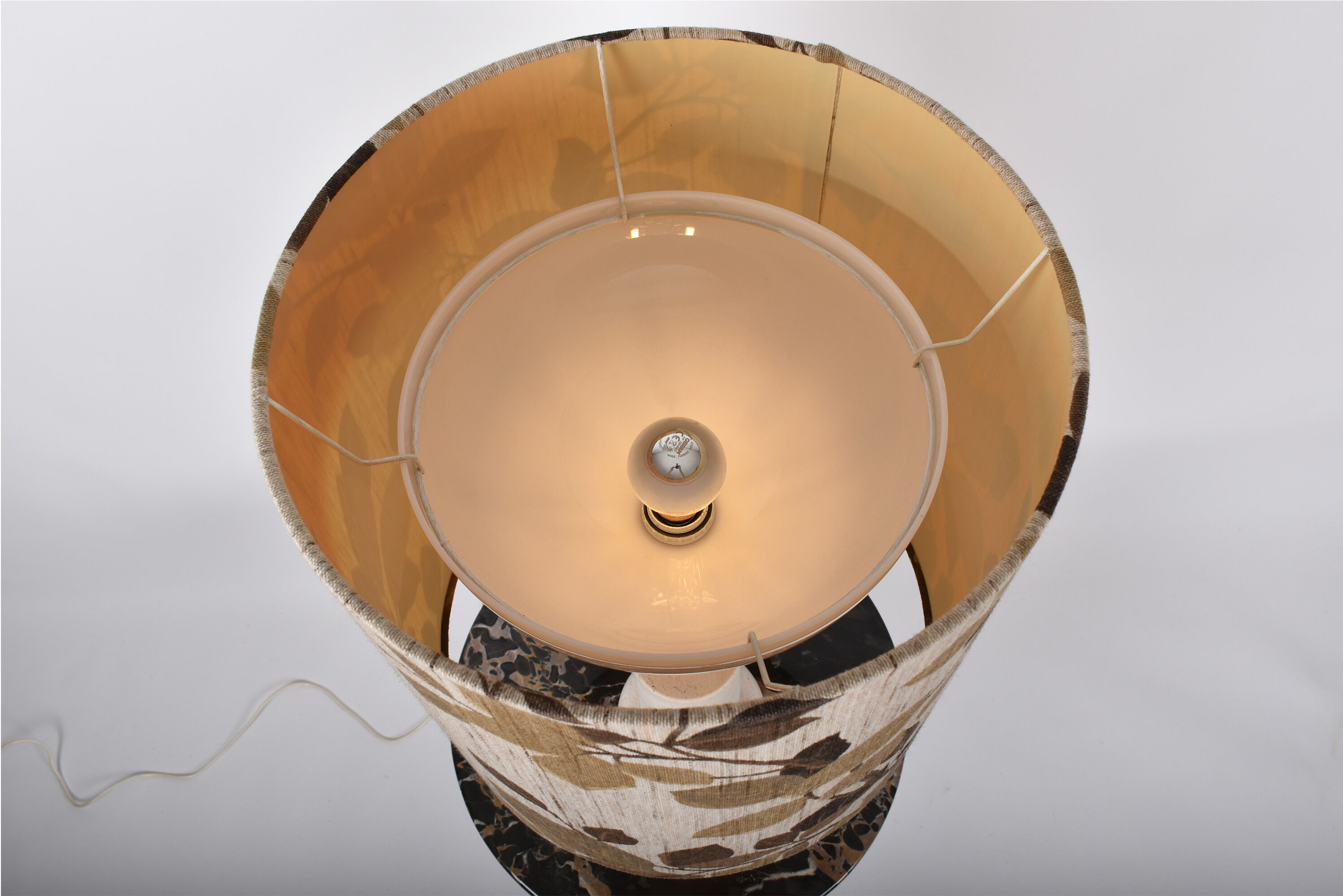 Pair of travertine lamps with three lights, Italy, 1970