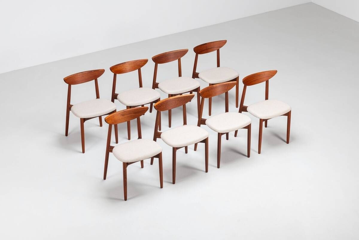Harry Ostergaard set of eight dining chairs in teak Randers Denmark 1960