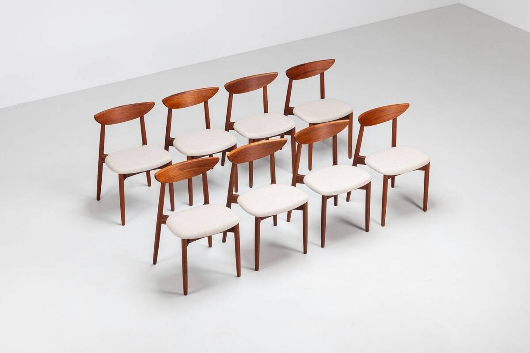 Harry Ostergaard set of eight dining chairs in teak Randers Denmark 1960