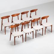 Harry Ostergaard set of eight dining chairs in teak Randers Denmark 1960