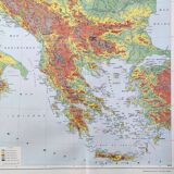 Old map Balkan regions Greece Crete 43x43cm from 1950