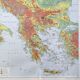 Old map Balkan regions Greece Crete 43x43cm from 1950