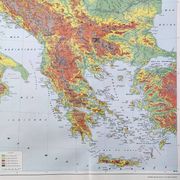 Old map of the Balkan regions Greece Crete 43x43cm from 1950