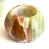 2 70s design onyx candle holders