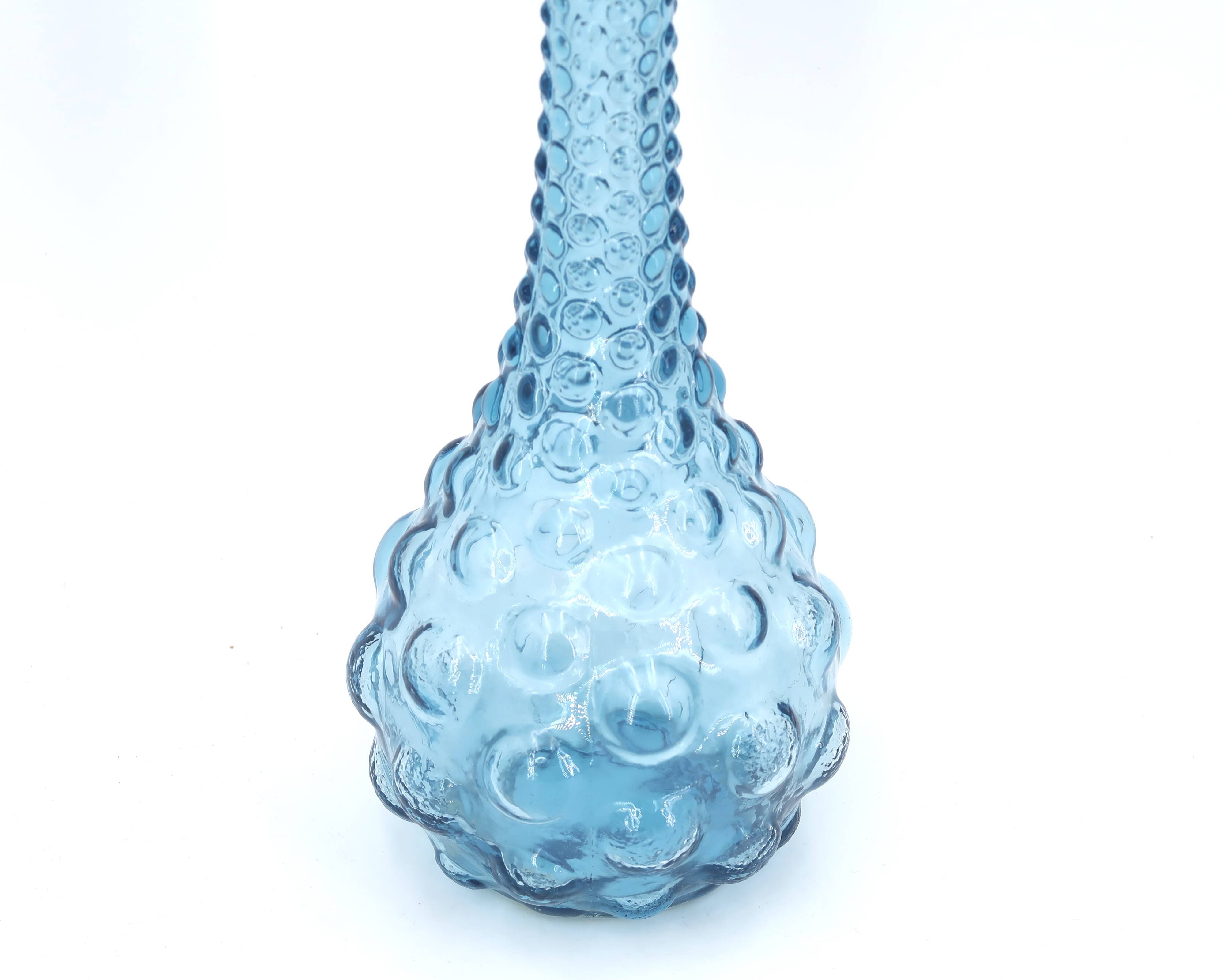 Empoli blue glass bottle, 1960s