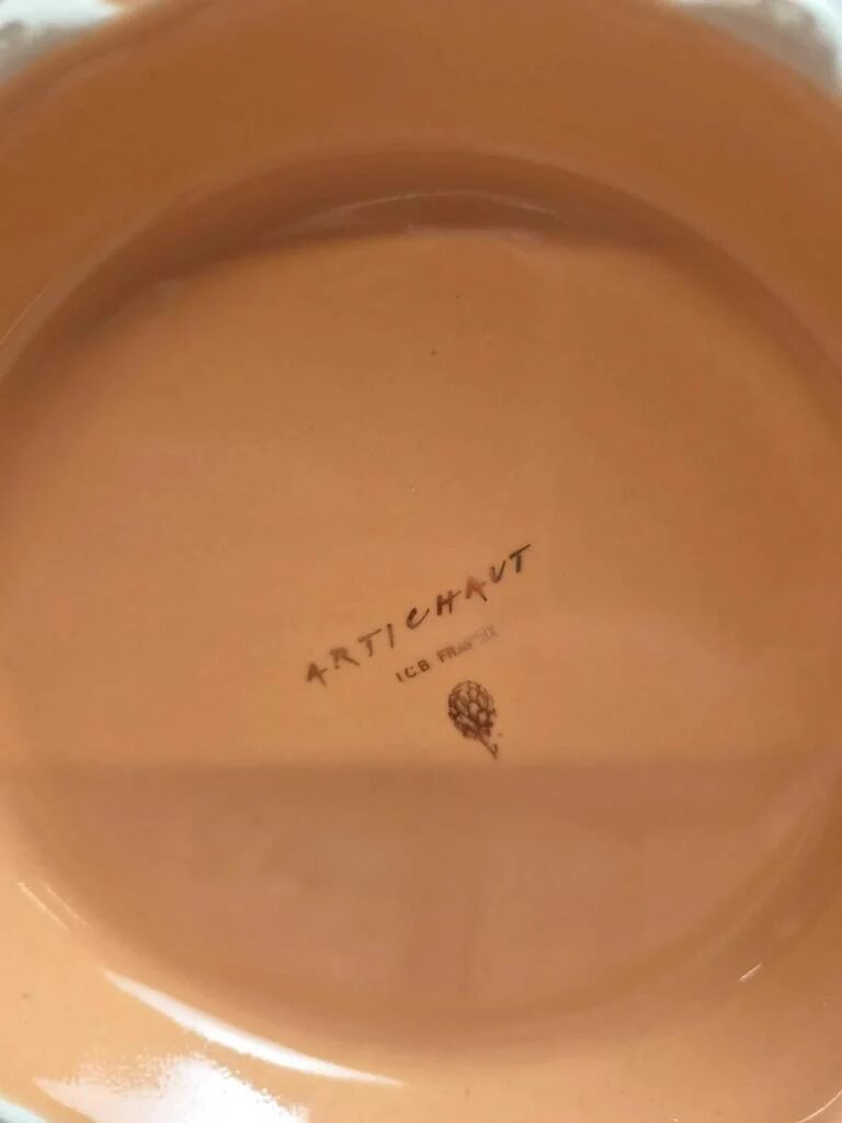 Vintage teapot Artichoke I.c.b. France peach pink and gilding