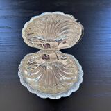 Silver-plated metal shell butter dish