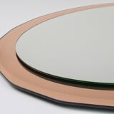 Cristal Arte Pink Oval Rosé Mid-Century Wall Mirror, Italy, 1960s