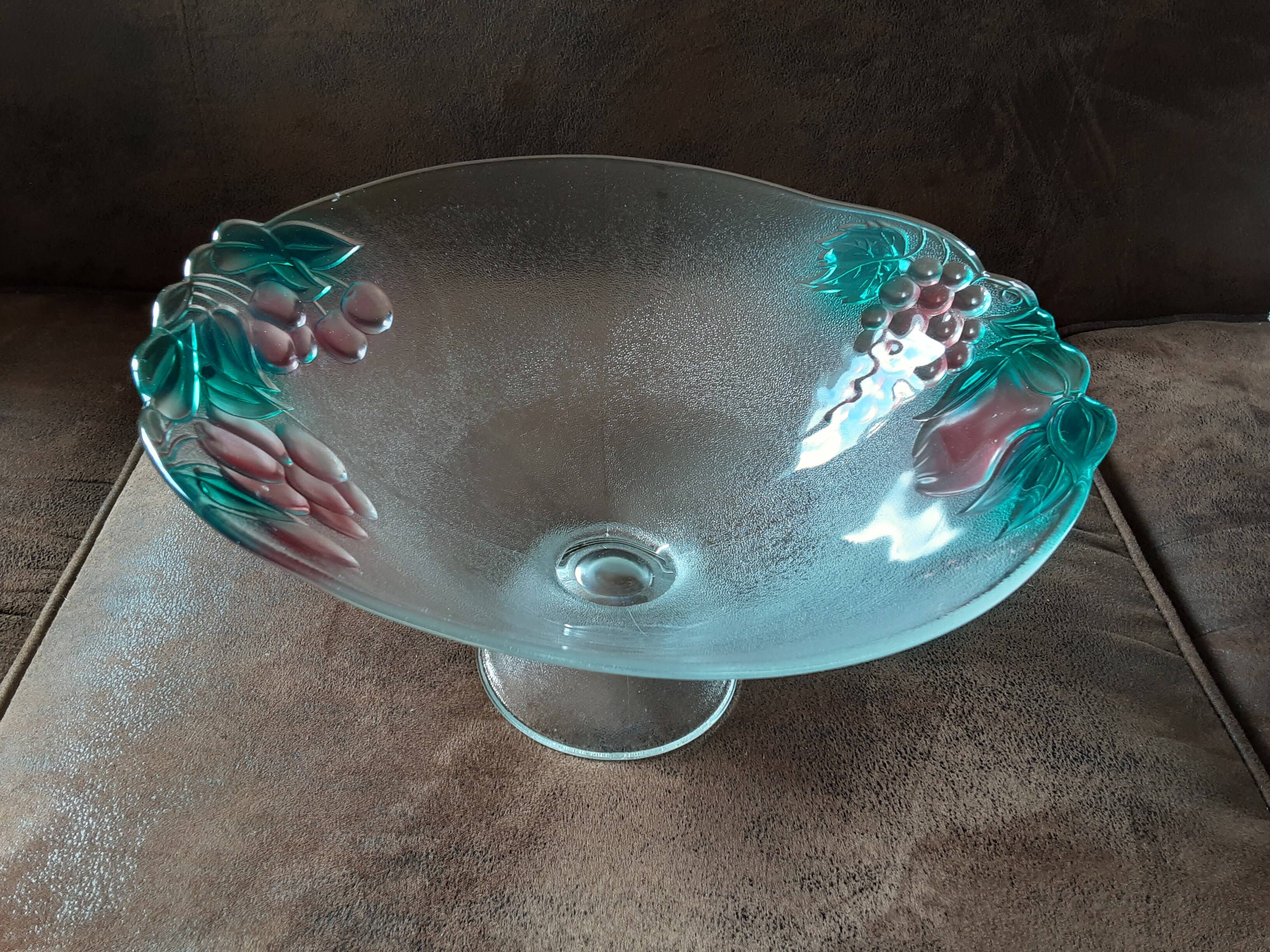 Large salad bowl on crystal foot