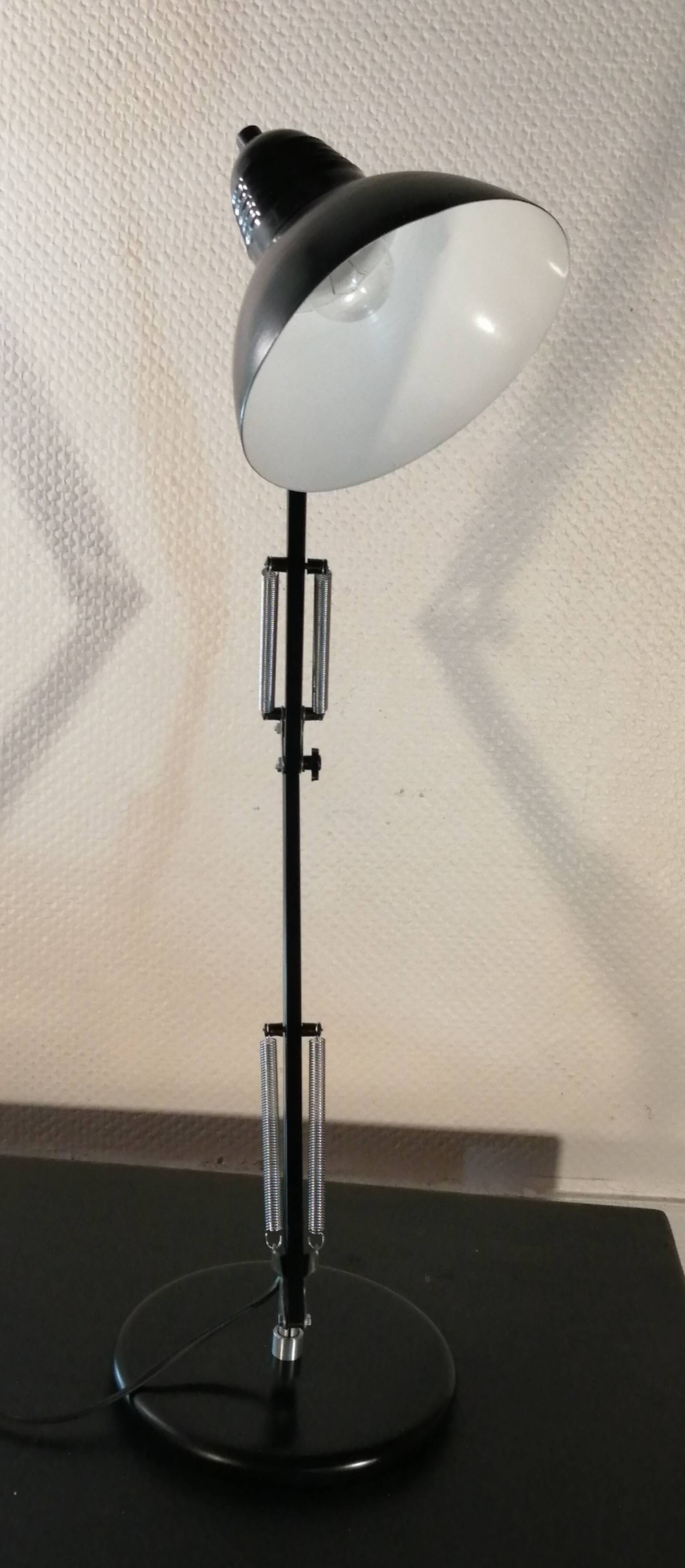 Large black Aluminor articulated desk lamp made in France vintage 1970