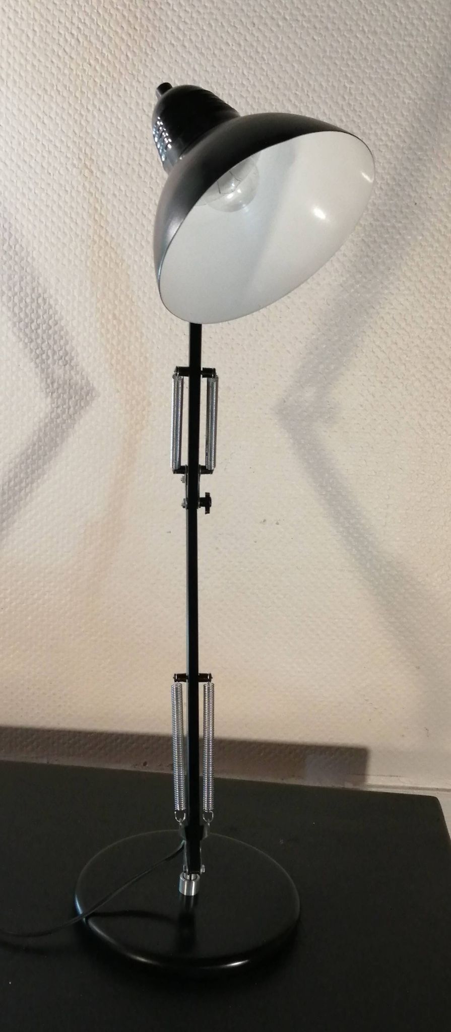 Large black Aluminor articulated desk lamp made in France vintage 1970