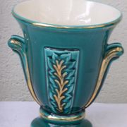 Vase amphore en céramique émaillée verte