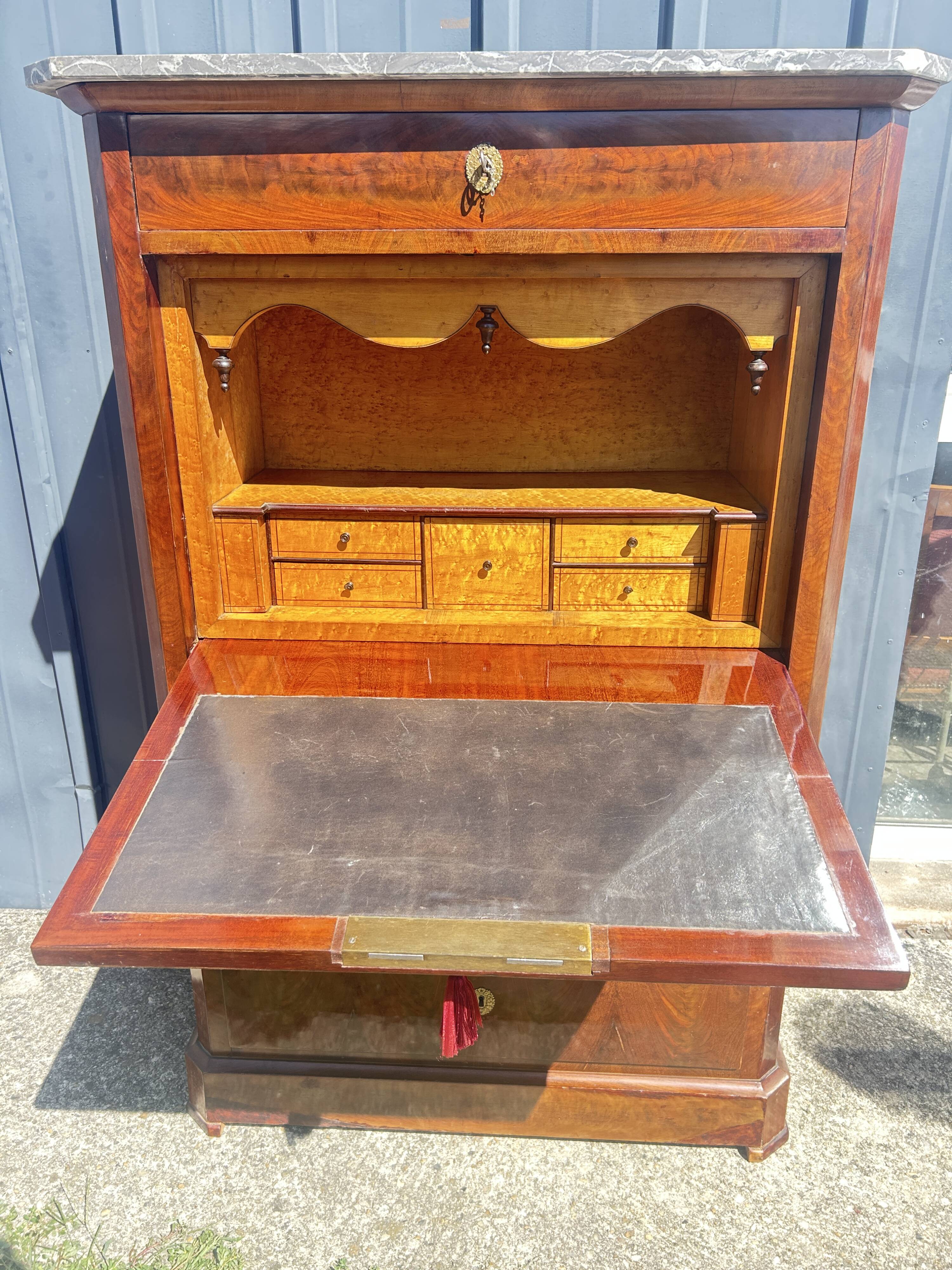 Mahogany drop-leaf secretary, Louis Philippe