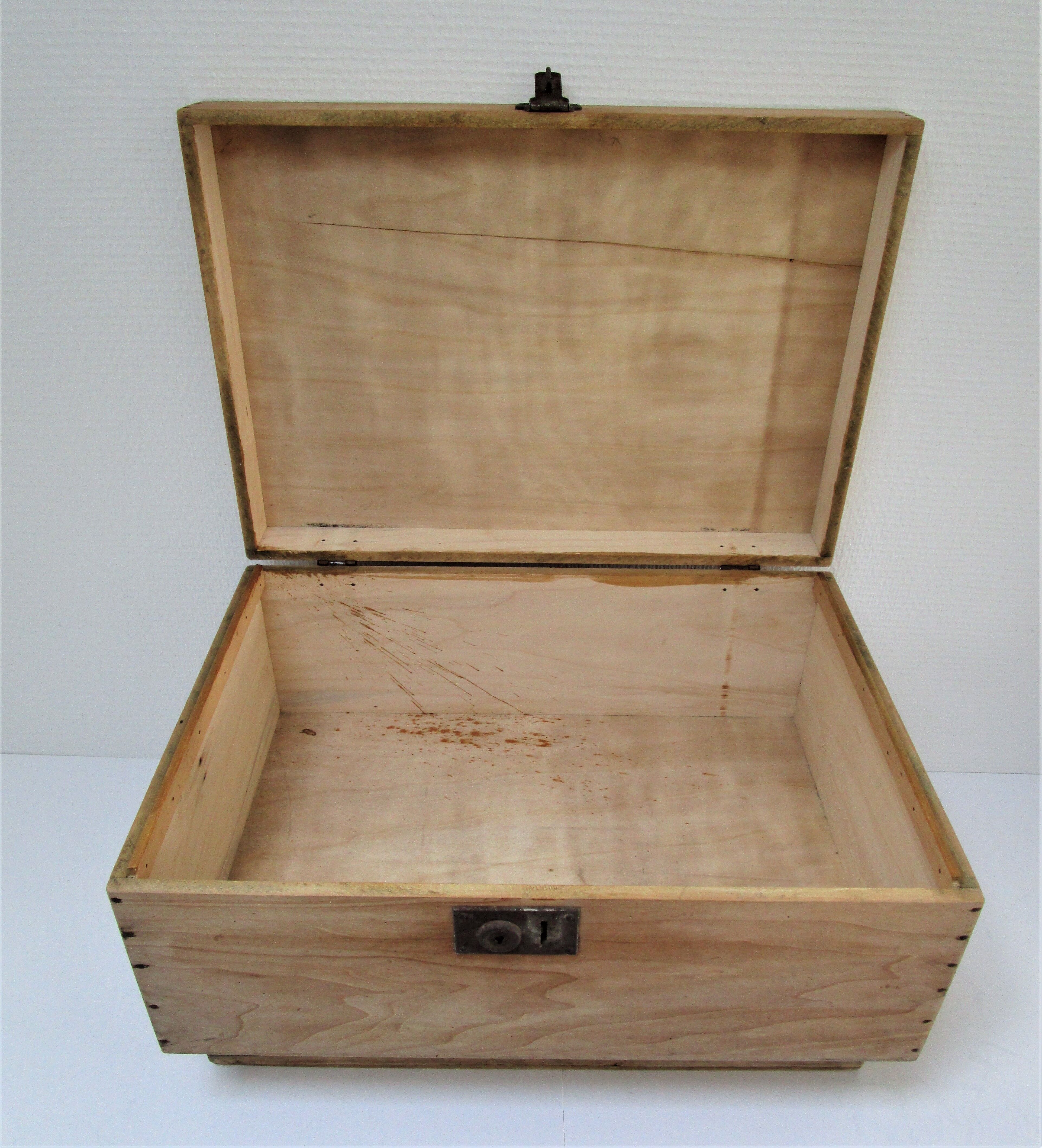 Two boxes clear solid wood patinated early 20th century