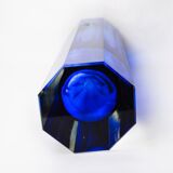 Blue XL Sommerso vase by seguso, faceted glass, murano, italy, 1970