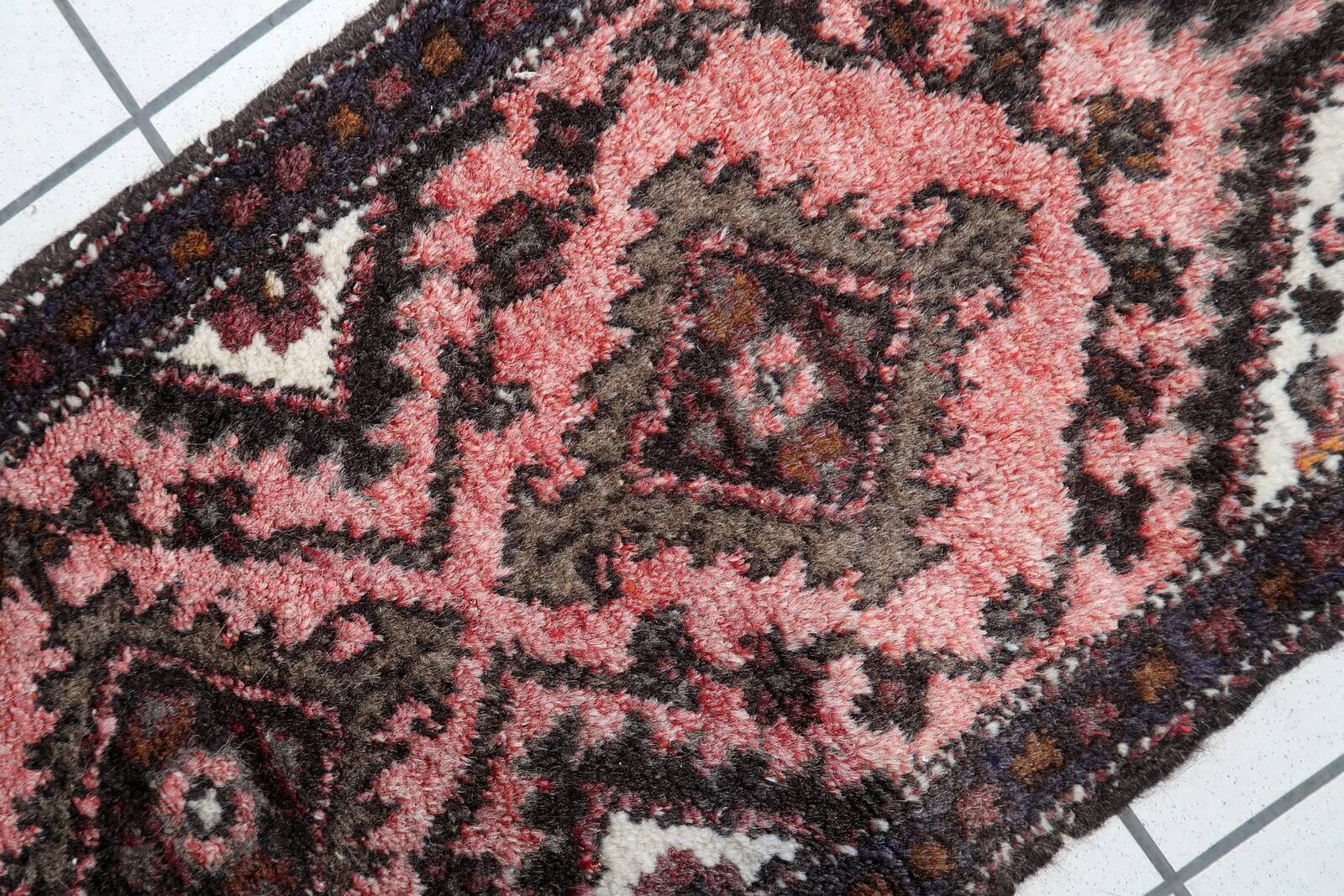 Handmade vintage Uzbek Bukhara runner 1.7' x 4.5' (52cm x 139cm) 1960s - 1С1164