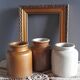 4 old stoneware mustard pots, lab Lagny, vintage France circa 1950/1960