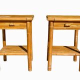 Pair of Bamboo Bedside Tables - Circa 1970