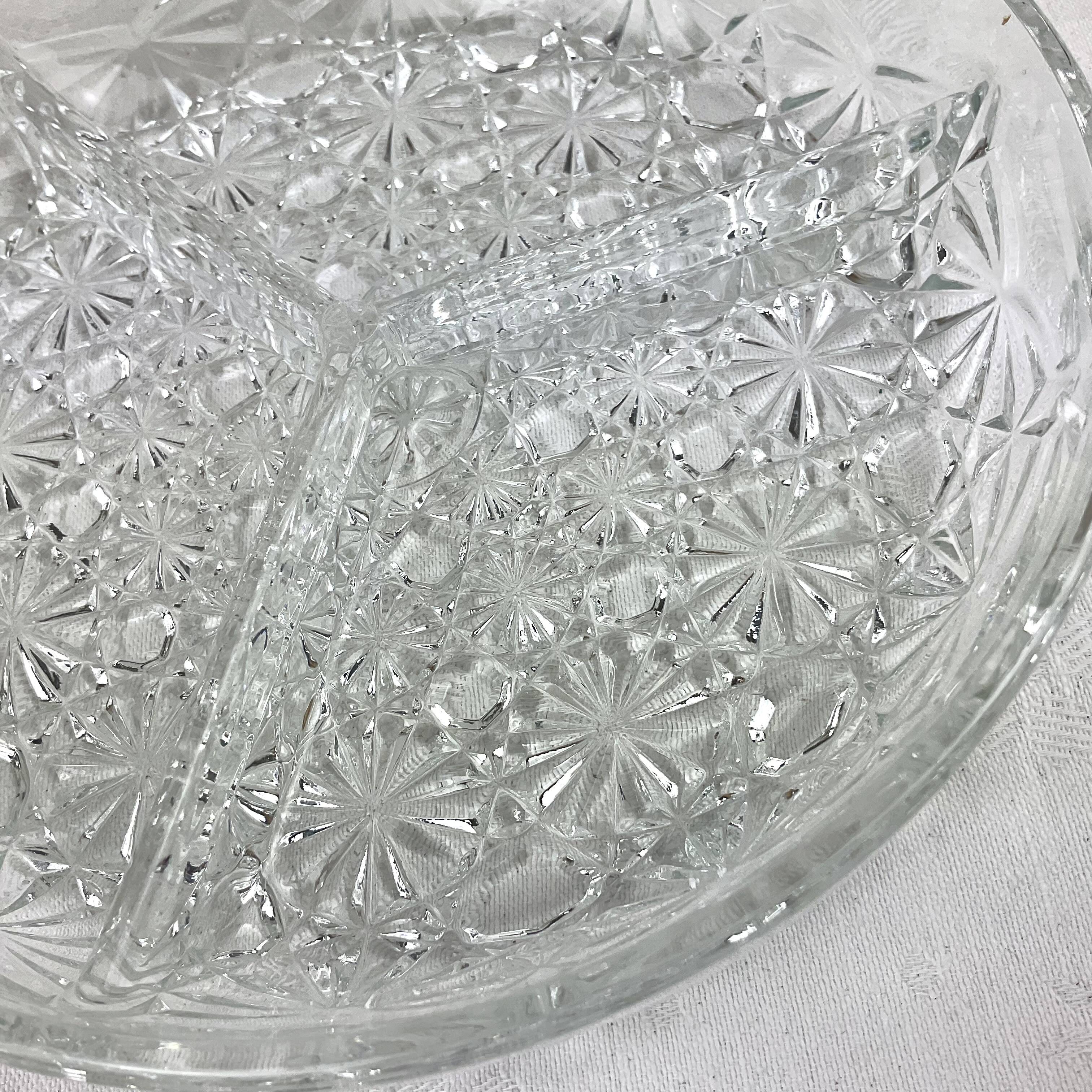 Vintage dish with 3 molded glass compartments