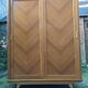 Vintage wardrobe with compass feet in oak and oak cp with 2 sliding doors.