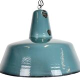 Large Industrial Petrol Enamel Factory Pendant Lamp, 1960s