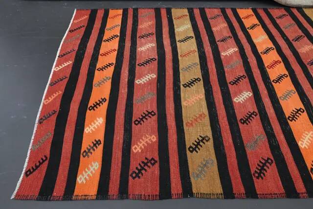 Vintage Turkish Oushak Handmade Wool Cotton Orange Runner Rug 132x332