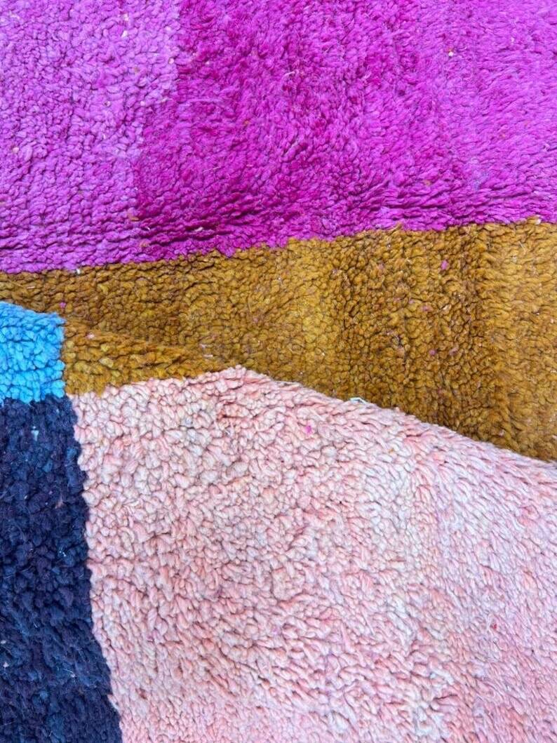 Pure wool Moroccan rug with colourful patterns, size 150 x 250 cm.