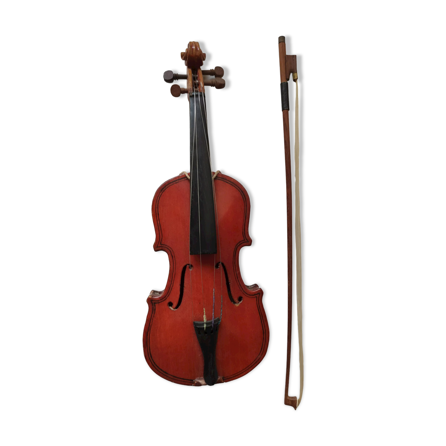 violin and decorative archer in antique varnished wood