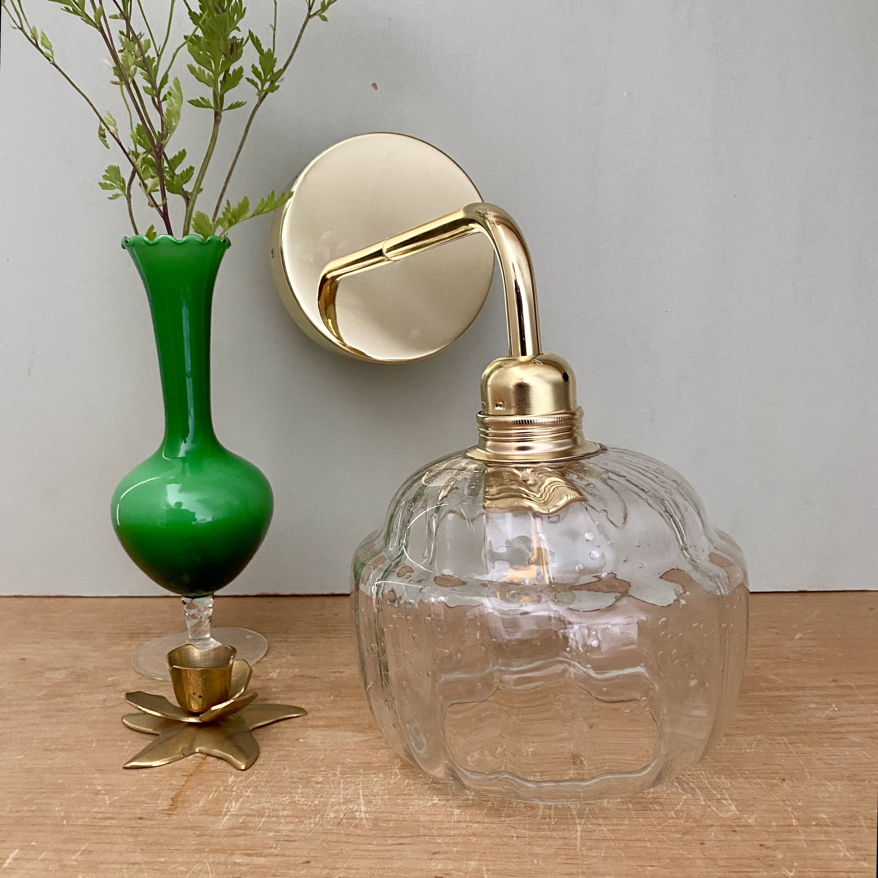 Vintage bubbled glass globe wall light