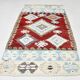 5x8 Geometric Wine Red Blue Vintage Rug, 144x241Cm