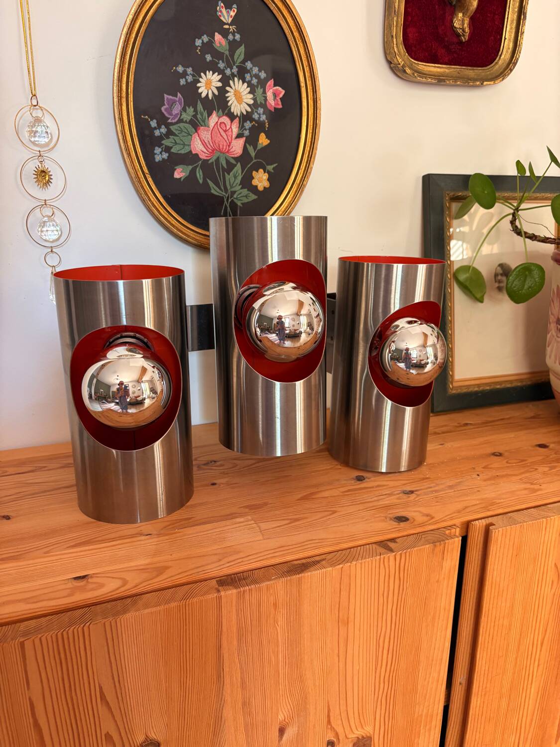 Vintage Triple UFO Orange Wall Light – Oxar 70s