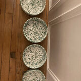 4 green speckled ramekins