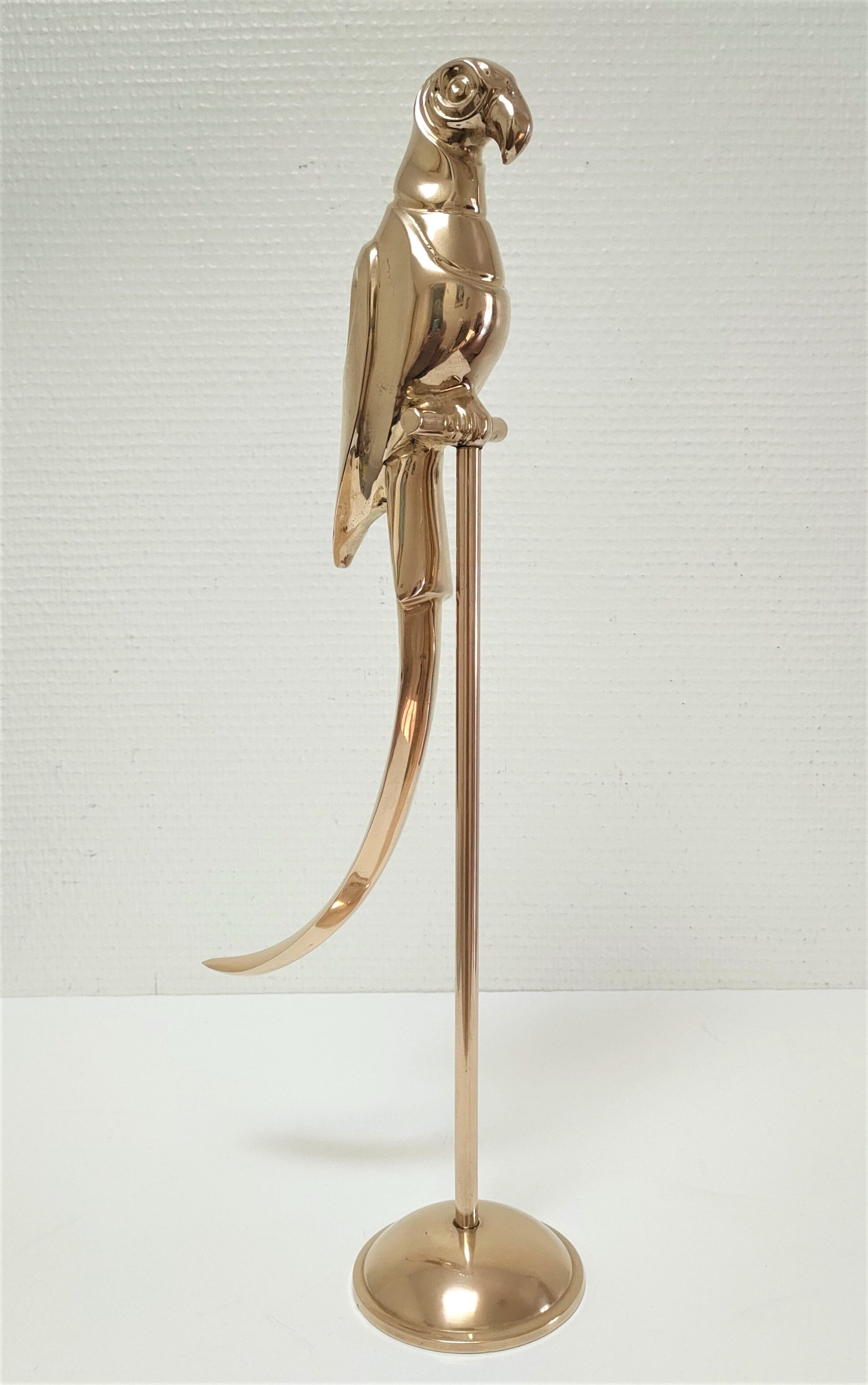 Solid brass parrot perch H. 45 cm 80s