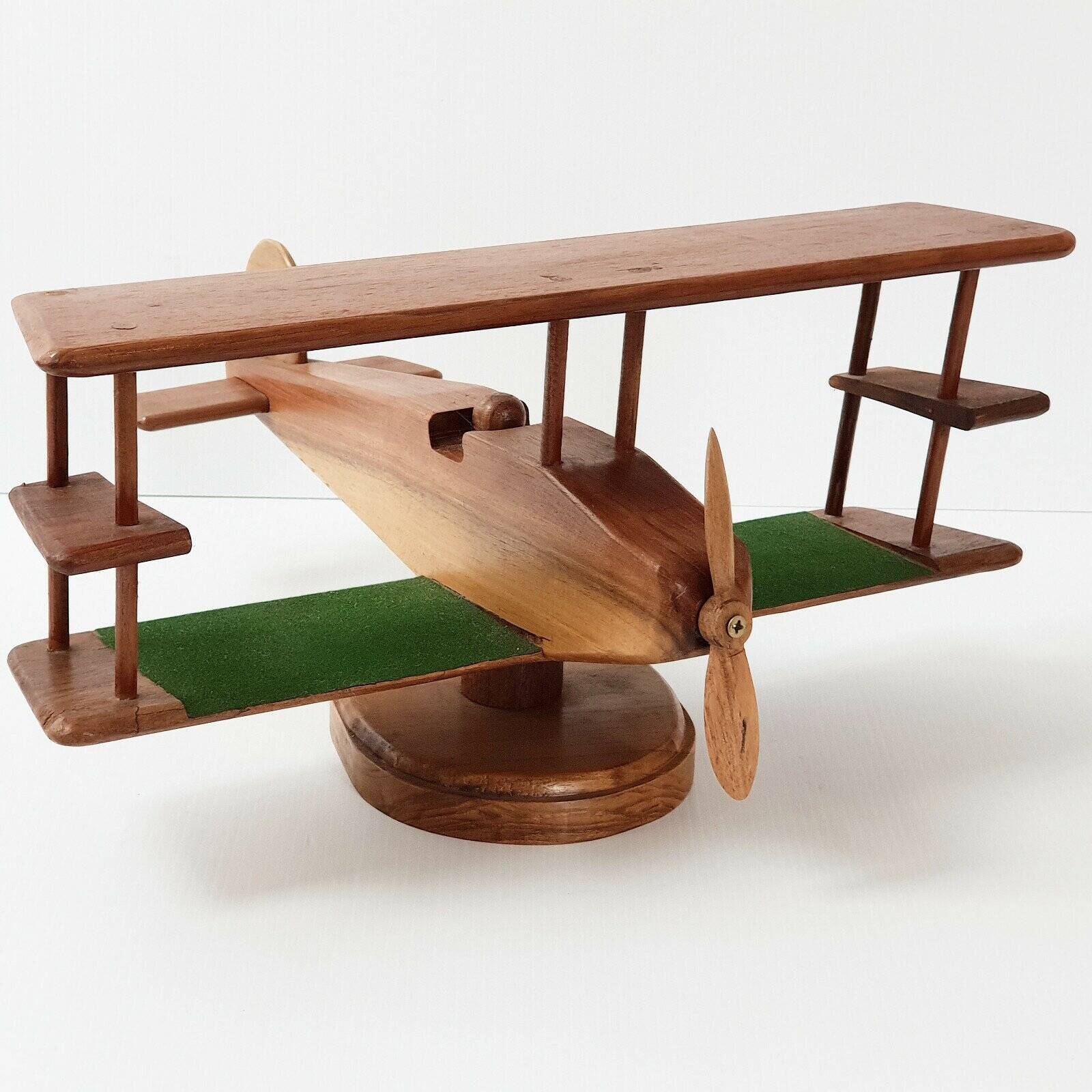 Vintage teak airplane on a stand - 1960s