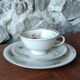 Antique porcelain trio Bavaria – cup, saucer, plate – flowers & do
