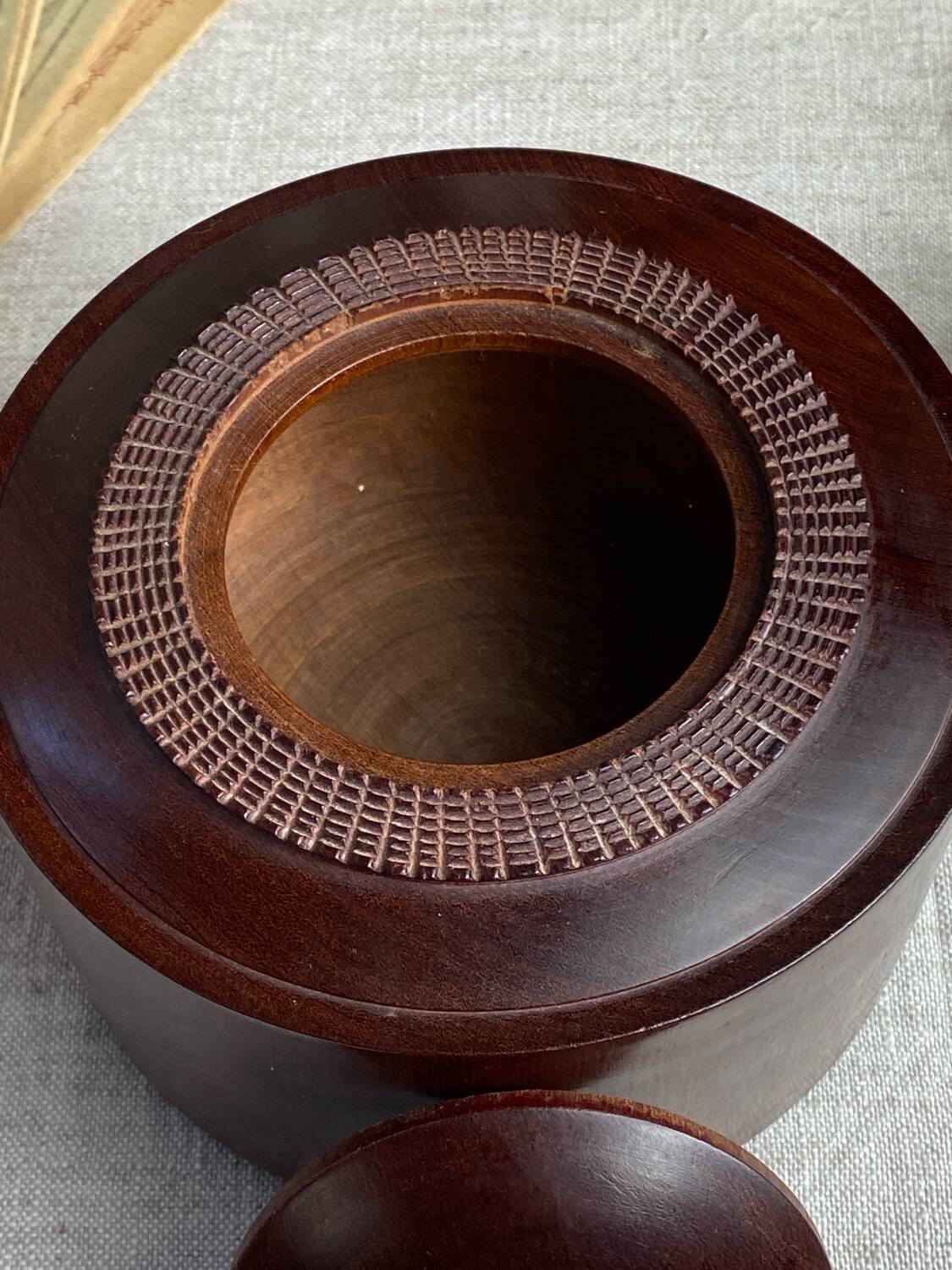 Carved wooden bonbonnière