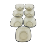 Set of 7 ramekins in smoked glass