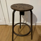 Old industrial stool in wood and metal